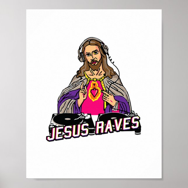 Jesus Raves Christmas EDM Music X-Mas Party Christ Poster (Front)