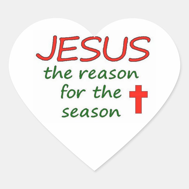 JESUS Reason for Season Heart Sticker (Front)