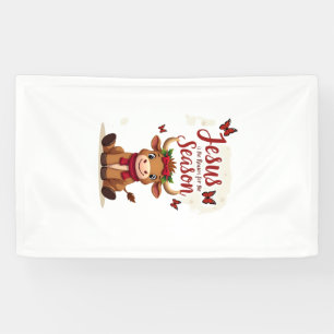 Jesus Reason for The Season Cow Christmas Christia Banner