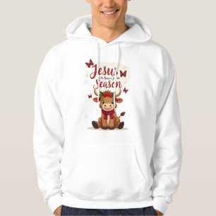 Jesus Reason for The Season Cow Christmas Christia Hoodie