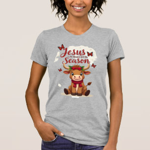 Jesus Reason for The Season Cow Christmas Christia T-Shirt