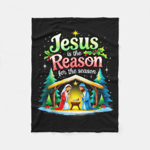 Jesus Reason For The Season Nativity Christmas Des Fleece Blanket