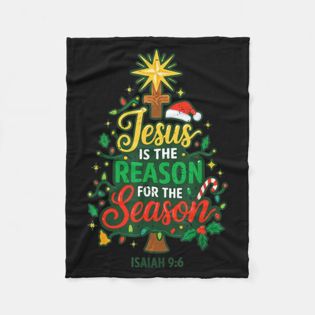 Jesus Reason Season Christian Christmas Family Pjs Fleece Blanket (Front)