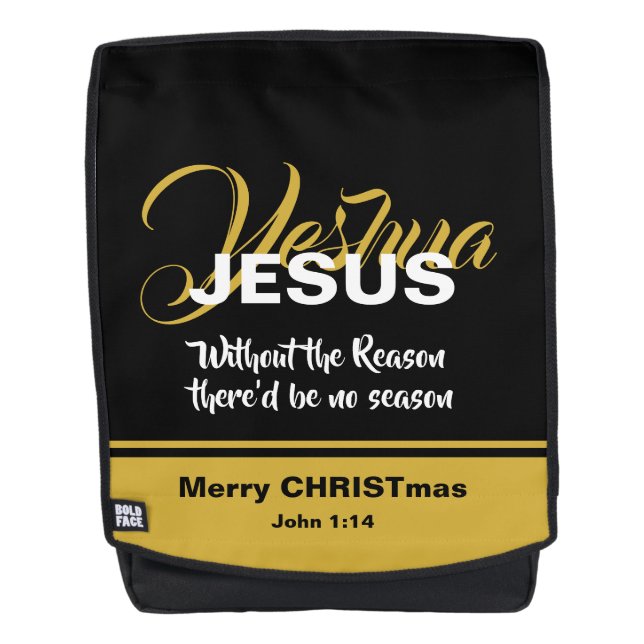 JESUS REASON SEASON Christmas Christian Scripture Backpack (Front)