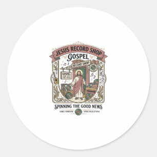Jesus Record Shop Gospel Jesus Record Shop Christi Classic Round Sticker