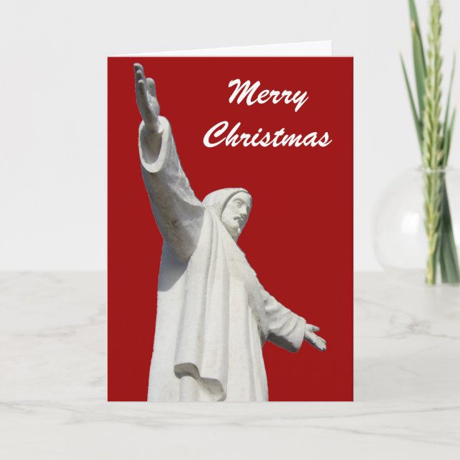 jesus red christmas holiday card (Front)
