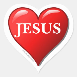 JESUS red heart Heart Sticker