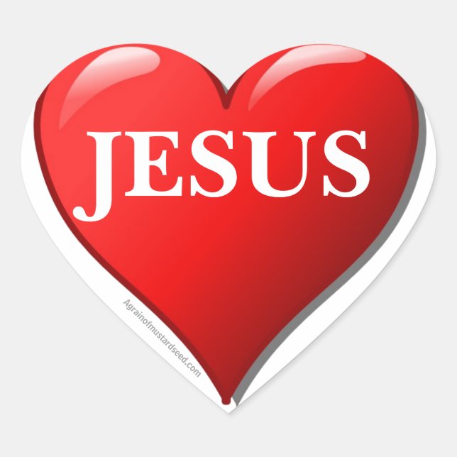 JESUS red heart Sticker (Front)