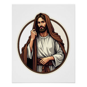 Jesus Refuge Cloak Vintage Engraving Tee Poster