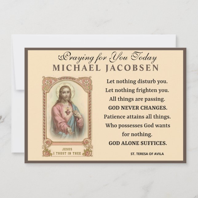 Jesus Religious St. Teresa of Avila Prayer Card (Front)