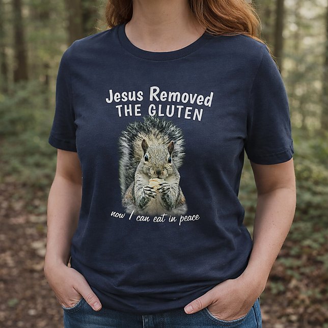 Jesus Removed the Gluten Funny Squirrel Design Tri-Blend Shirt (Funny! Gluten-Free Christian Squirrel Shirt)