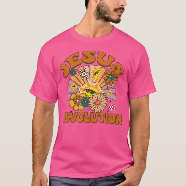 Jesus Revolution Funny Christian Retro Groovy Boho T-Shirt (Front)