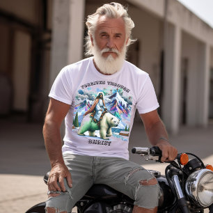 Jesus rides a polar bear in the mountains T-Shirt