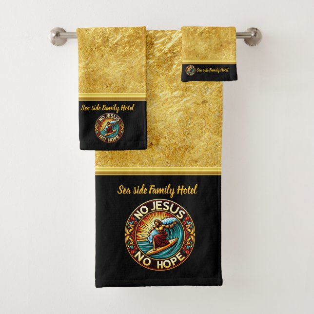 Jesus Rides Wave of Divine Hope (B) Bath Towel Set (Insitu)
