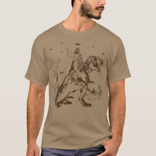 Jesus Riding A Dinosaur Funny UFO Alien Abduction  T-Shirt