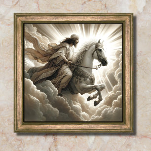 Jesus Riding a White Horse Christian Bible Art Poster
