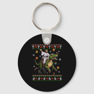 Jesus Riding Dinosaur Funny Meme Ugly Christmas Sw Key Ring