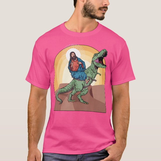 Jesus Riding Dinosaur T-Shirt (Front)