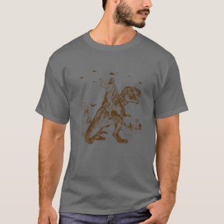 Jesus Riding Dinosaur T UFO T Funny Offensive T-Shirt