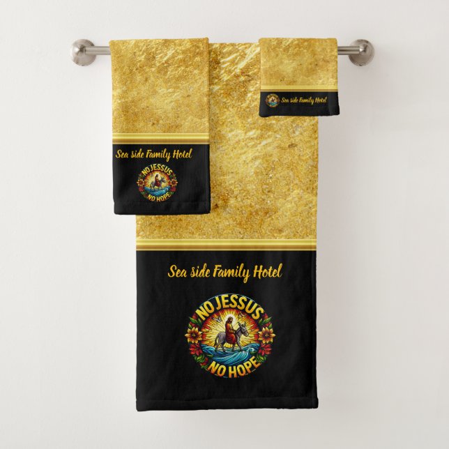 Jesus Riding Donkey Inspires Everlasting Hope (B) Bath Towel Set (Insitu)