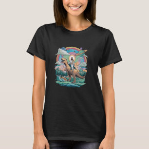 Jesus Riding in Space T-Rex Dinosaur Meme Sci-Fi B T-Shirt
