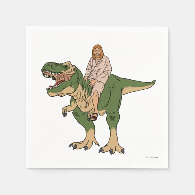 Jesus Riding T-Rex Napkin (Front)
