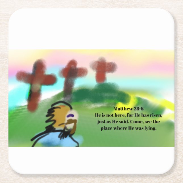 jesus risen  square paper coaster (Front)