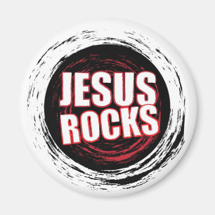 Jesus Rocks 5 Black Magnet
