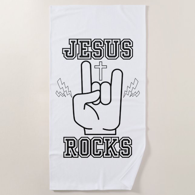 Jesus Rocks Biblical Festival W/B Beach Towel (Front)
