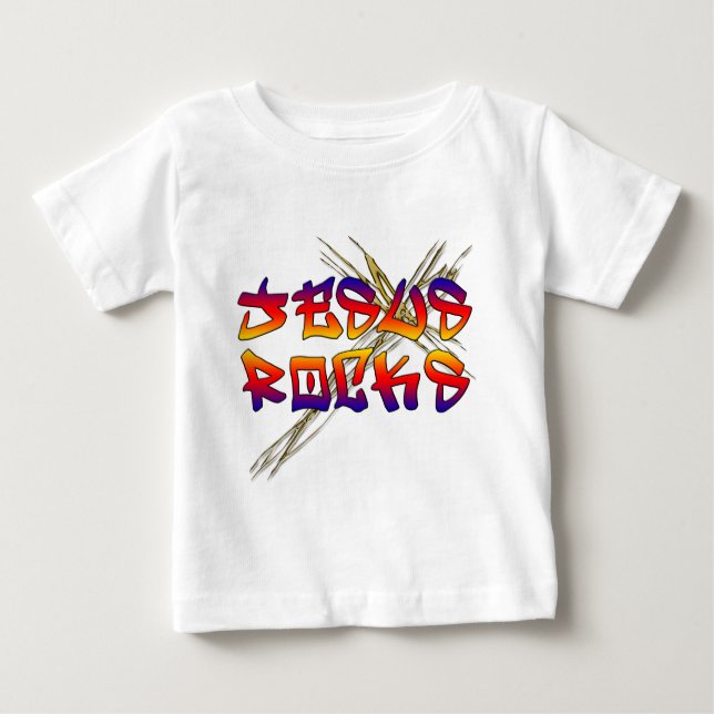 Jesus Rocks Christian Baby T-Shirt (Front)