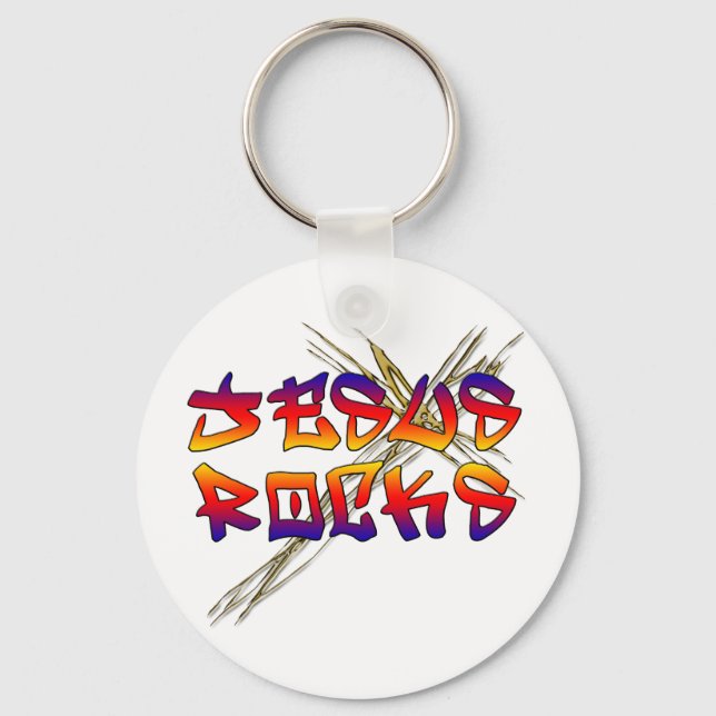 Jesus Rocks Christian Key Ring (Front)