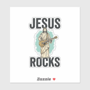 Jesus Rocks Guitar Vintage Christian Engraving Des