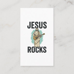 Jesus Rocks Guitar Vintage Christian Engraving Des Business Card