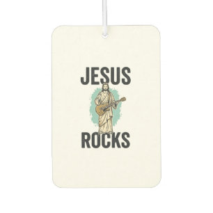 Jesus Rocks Guitar Vintage Christian Engraving Des Car Air Freshener