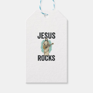 Jesus Rocks Guitar Vintage Christian Engraving Des Gift Tags