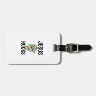 Jesus Rocks Guitar Vintage Christian Engraving Des Luggage Tag