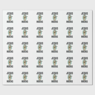 Jesus Rocks Guitar Vintage Christian Engraving Des Wrapping Paper