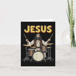 Jesus Rocks Music Funny Christian Drummer Design  Card
