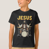 Jesus Rocks Music Funny Christian Drummer Design