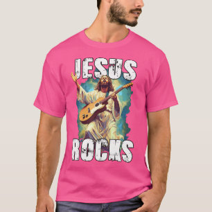 Jesus Rocks With Guitar - Funny Christian Rocks Ch T-Shirt