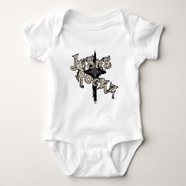 Jesus Rockz Christian Baby Bodysuit (Front)