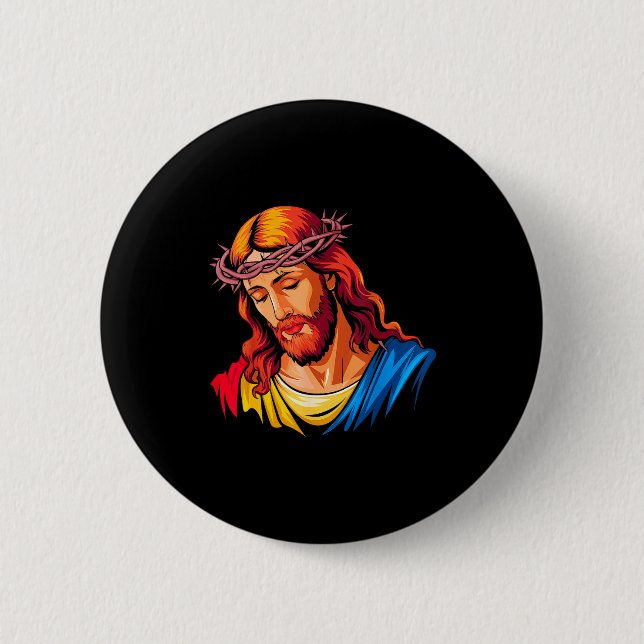 Jesus Rtrait Art Christian Religious  6 Cm Round Badge (Front)