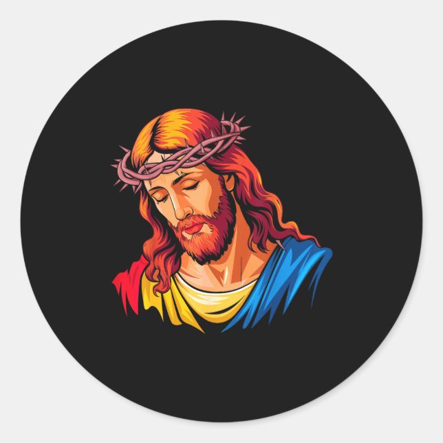 Jesus Rtrait Art Christian Religious  Classic Round Sticker (Front)