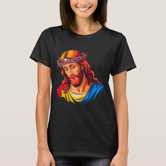 Jesus Rtrait Art Christian Religious  T-Shirt (Front)