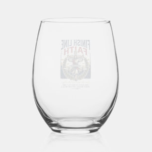 Jesus Running Marathon Vintage Shirt Christian Gra Stemless Wine Glass