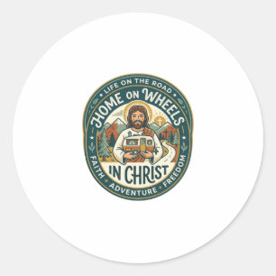 Jesus RV Camper Life Vintage Shirt Christian Graph Classic Round Sticker