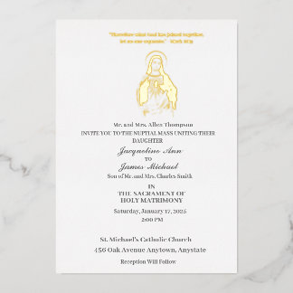 Jesus Sacred Heart Catholic Foil Invitation