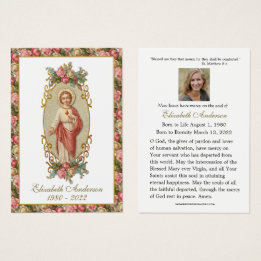 Jesus Sacred Heart Catholic Funeral Holy Card