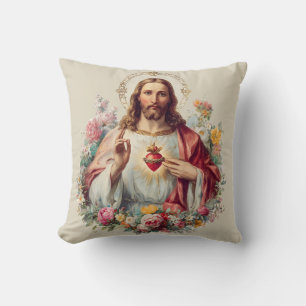 Jesus Sacred Heart Christian Traditional Catholic  Cushion