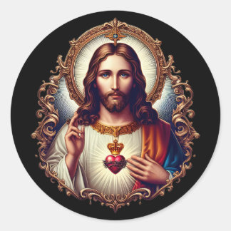 Jesus Sacred Heart Classic Round Sticker